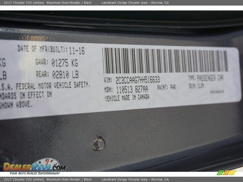 2017 Chrysler 300 Limited Maximum Steel Metallic / Black Photo #10