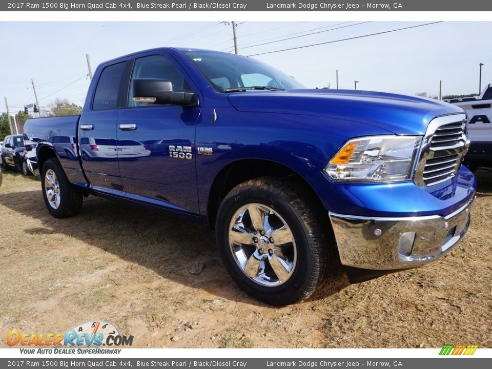 2017 Ram 1500 Big Horn Quad Cab 4x4 Blue Streak Pearl / Black/Diesel Gray Photo #4