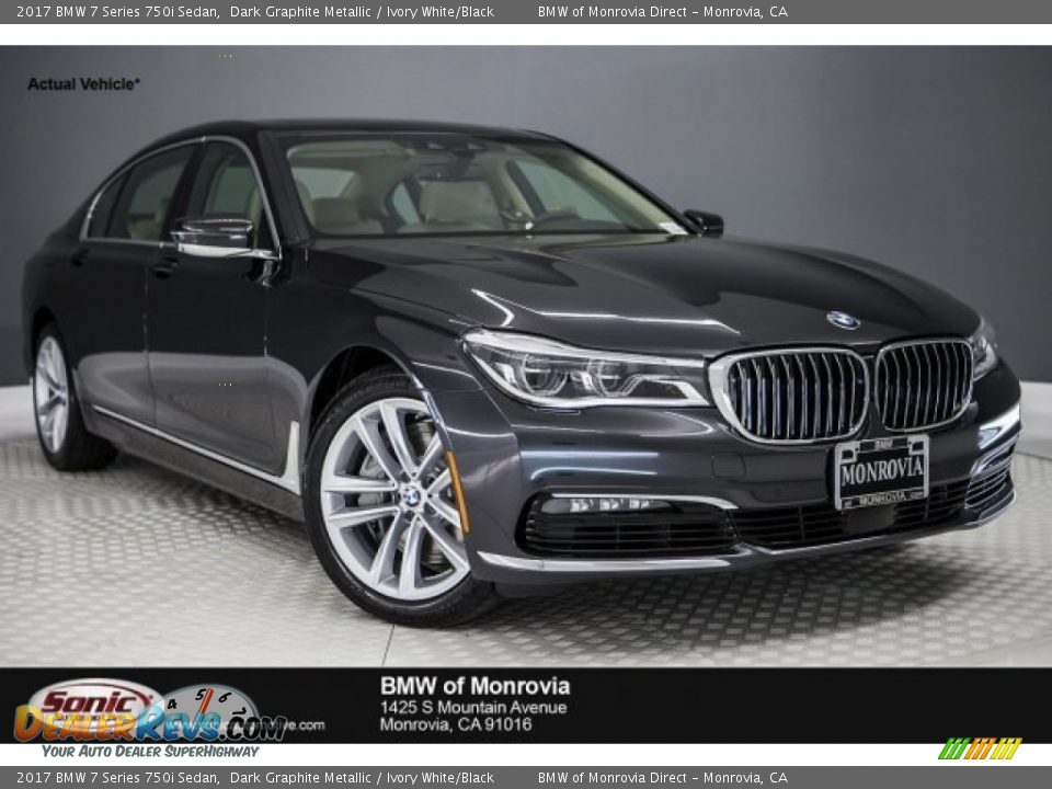 2017 BMW 7 Series 750i Sedan Dark Graphite Metallic / Ivory White/Black Photo #1