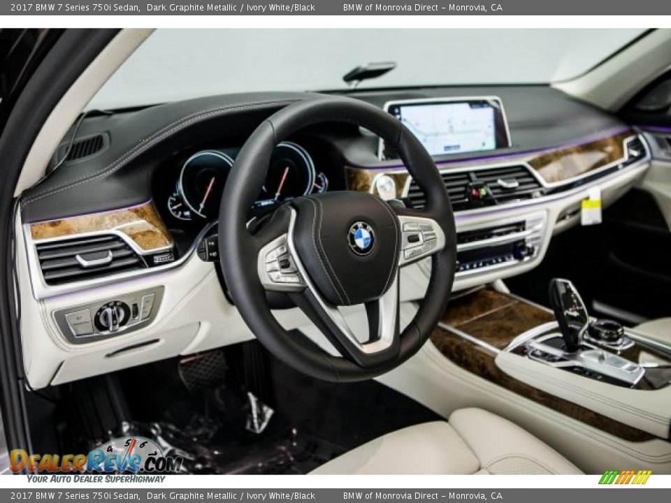 2017 BMW 7 Series 750i Sedan Dark Graphite Metallic / Ivory White/Black Photo #6