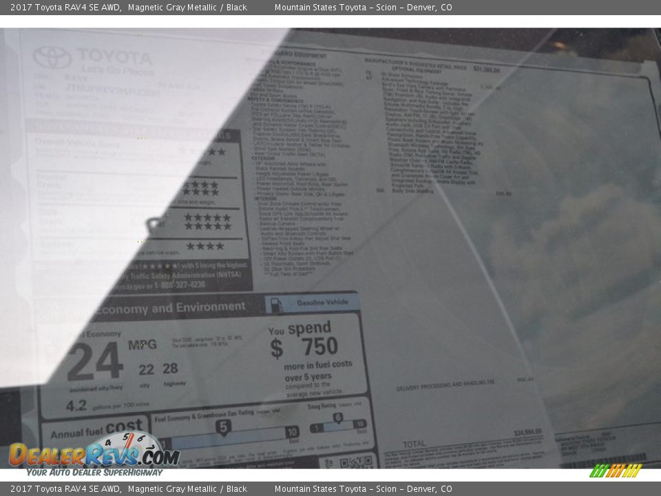2017 Toyota RAV4 SE AWD Magnetic Gray Metallic / Black Photo #10