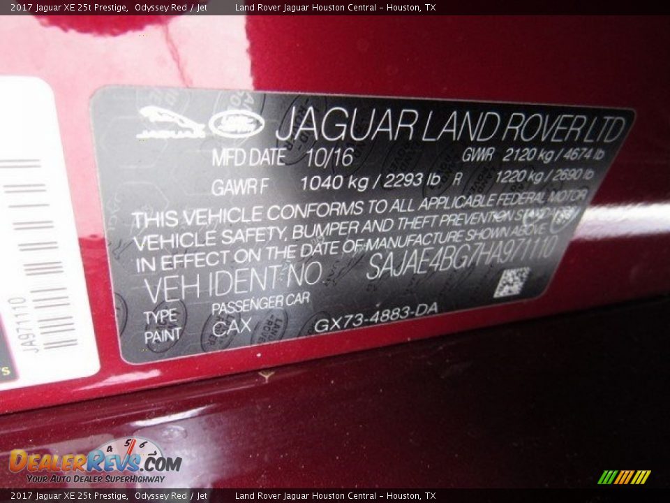 2017 Jaguar XE 25t Prestige Odyssey Red / Jet Photo #21