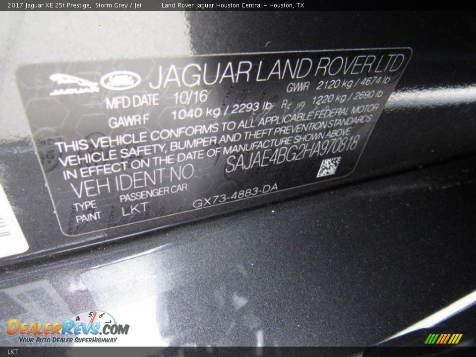 Jaguar Color Code LKT Storm Grey