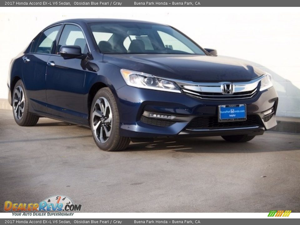 2017 Honda Accord EX-L V6 Sedan Obsidian Blue Pearl / Gray Photo #1