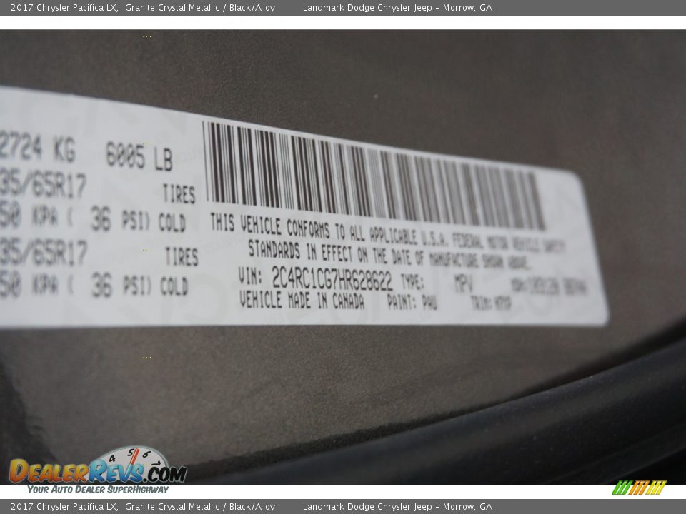 2017 Chrysler Pacifica LX Granite Crystal Metallic / Black/Alloy Photo #9