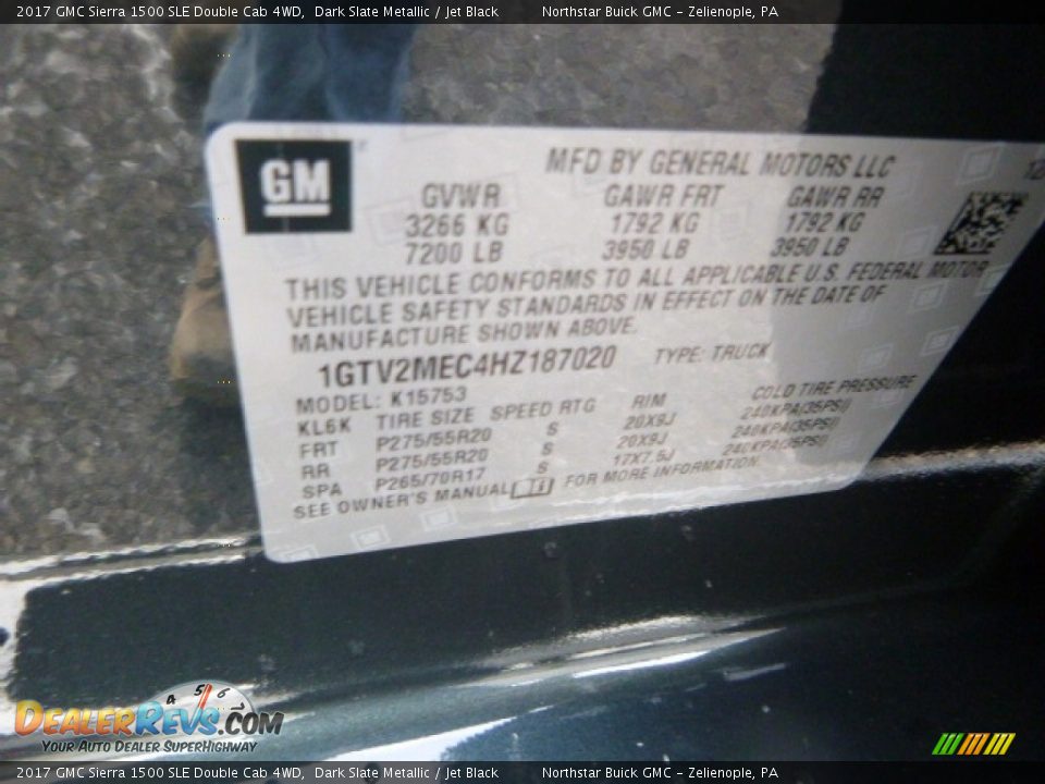 2017 GMC Sierra 1500 SLE Double Cab 4WD Dark Slate Metallic / Jet Black Photo #15