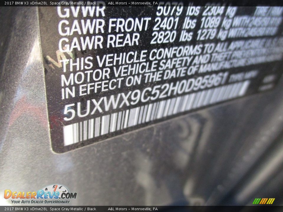 2017 BMW X3 xDrive28i Space Gray Metallic / Black Photo #19