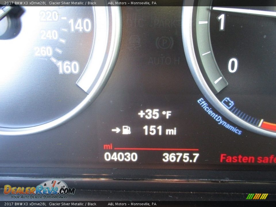 2017 BMW X3 xDrive28i Glacier Silver Metallic / Black Photo #20