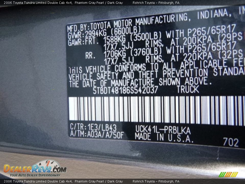 2006 Toyota Tundra Limited Double Cab 4x4 Phantom Gray Pearl / Dark Gray Photo #27