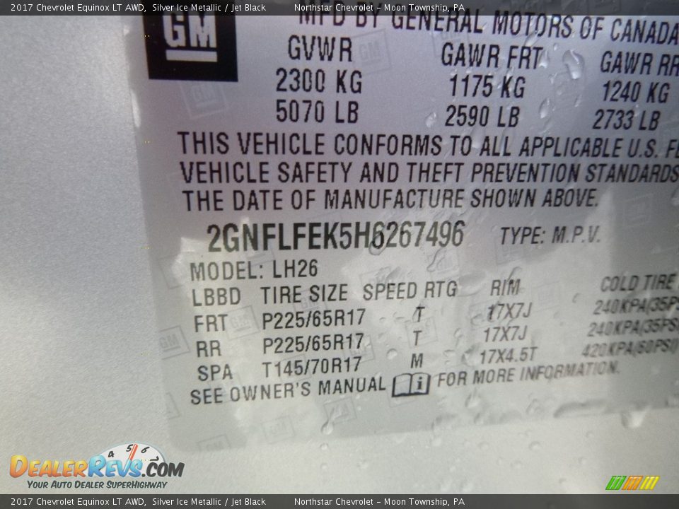2017 Chevrolet Equinox LT AWD Silver Ice Metallic / Jet Black Photo #16