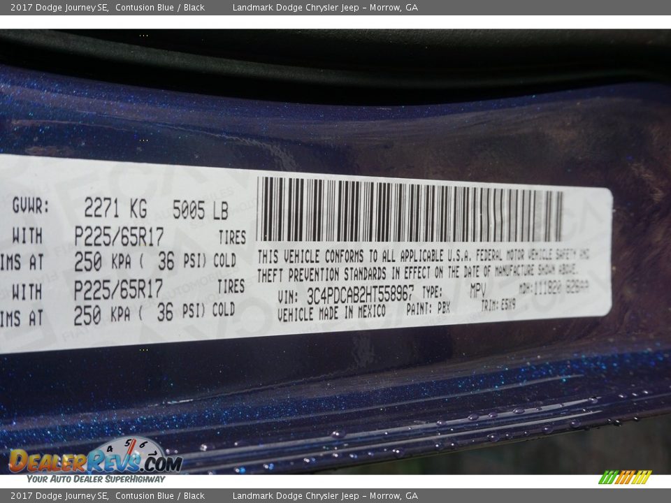 2017 Dodge Journey SE Contusion Blue / Black Photo #9