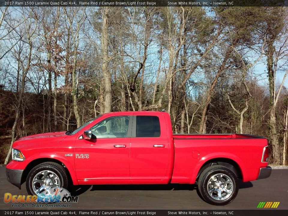 2017 Ram 1500 Laramie Quad Cab 4x4 Flame Red / Canyon Brown/Light Frost Beige Photo #1