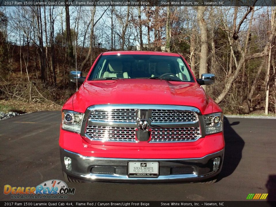 2017 Ram 1500 Laramie Quad Cab 4x4 Flame Red / Canyon Brown/Light Frost Beige Photo #3