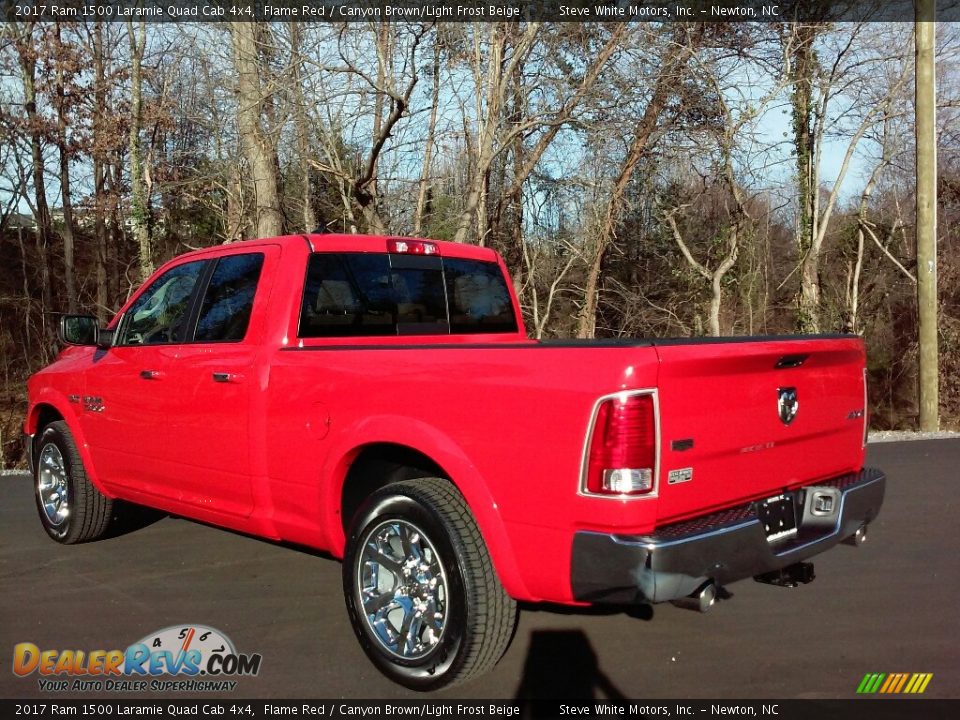 2017 Ram 1500 Laramie Quad Cab 4x4 Flame Red / Canyon Brown/Light Frost Beige Photo #8