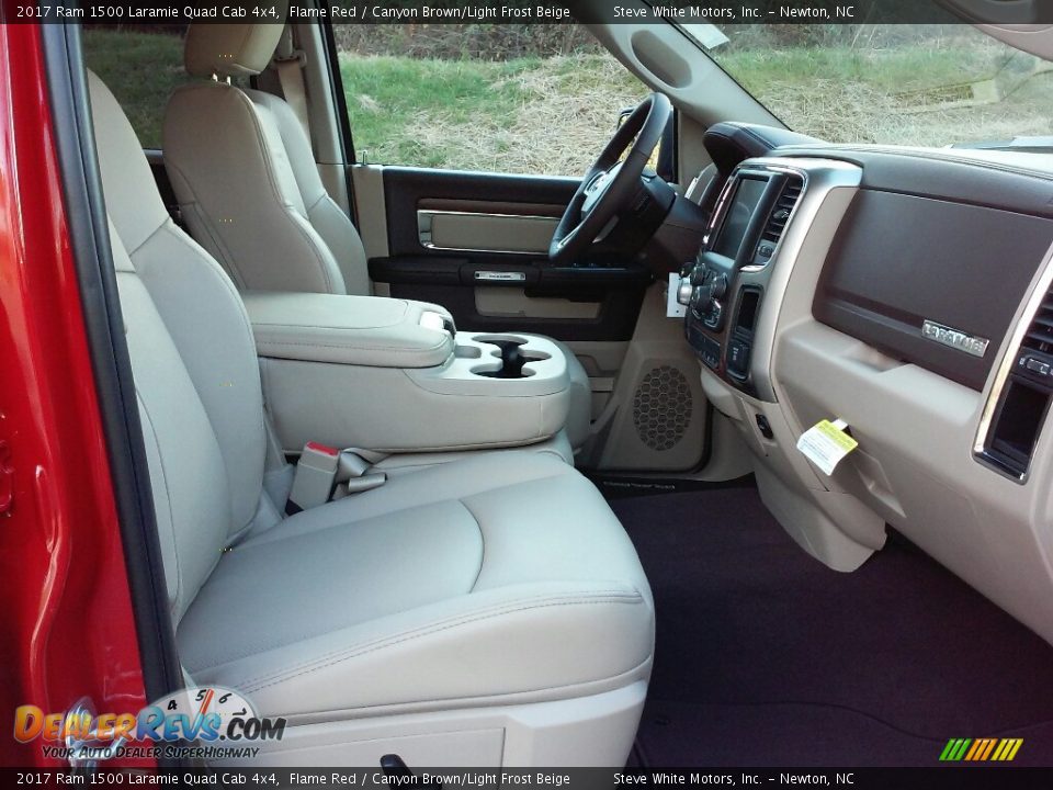 2017 Ram 1500 Laramie Quad Cab 4x4 Flame Red / Canyon Brown/Light Frost Beige Photo #13