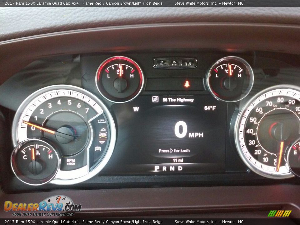 2017 Ram 1500 Laramie Quad Cab 4x4 Flame Red / Canyon Brown/Light Frost Beige Photo #15
