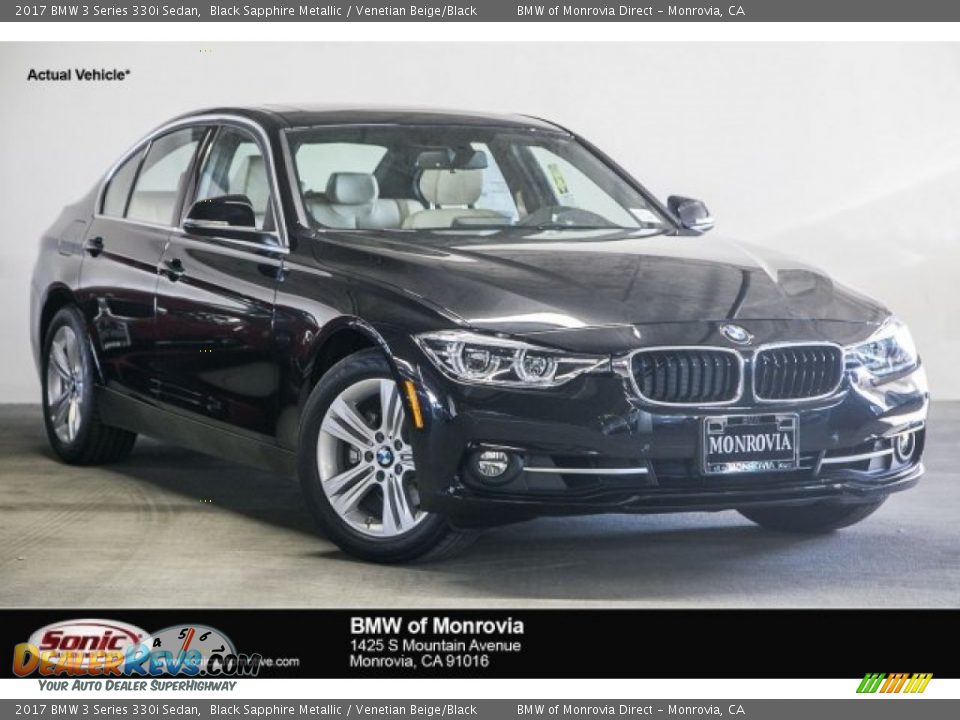 2017 BMW 3 Series 330i Sedan Black Sapphire Metallic / Venetian Beige/Black Photo #1