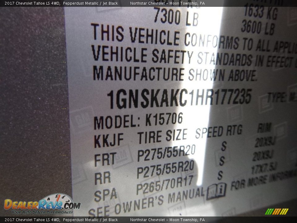 2017 Chevrolet Tahoe LS 4WD Pepperdust Metallic / Jet Black Photo #17
