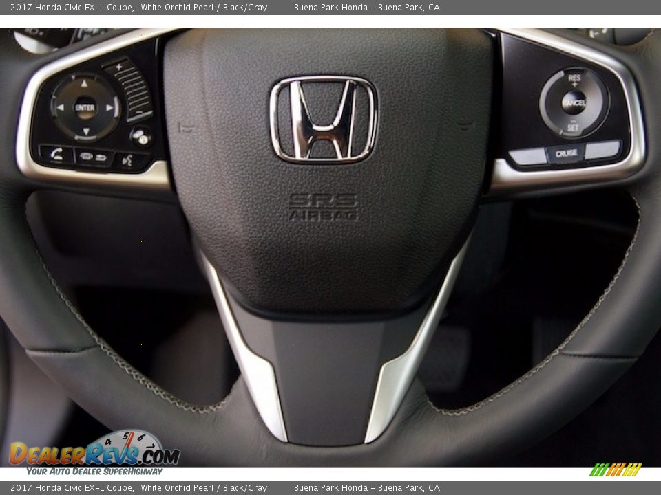 2017 Honda Civic EX-L Coupe White Orchid Pearl / Black/Gray Photo #9