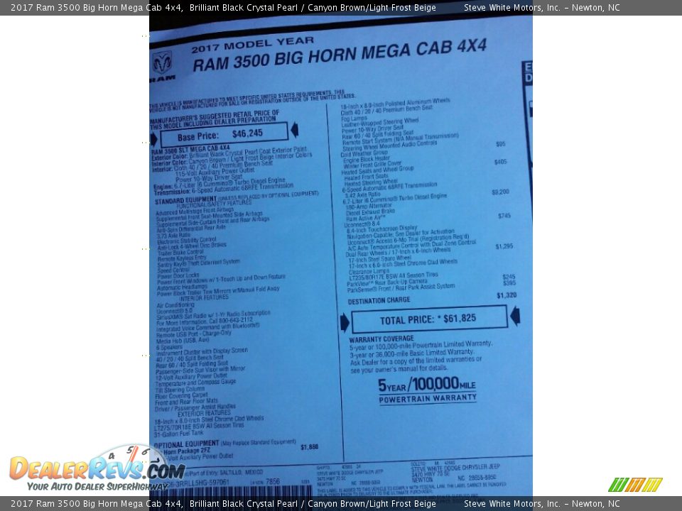 2017 Ram 3500 Big Horn Mega Cab 4x4 Brilliant Black Crystal Pearl / Canyon Brown/Light Frost Beige Photo #24