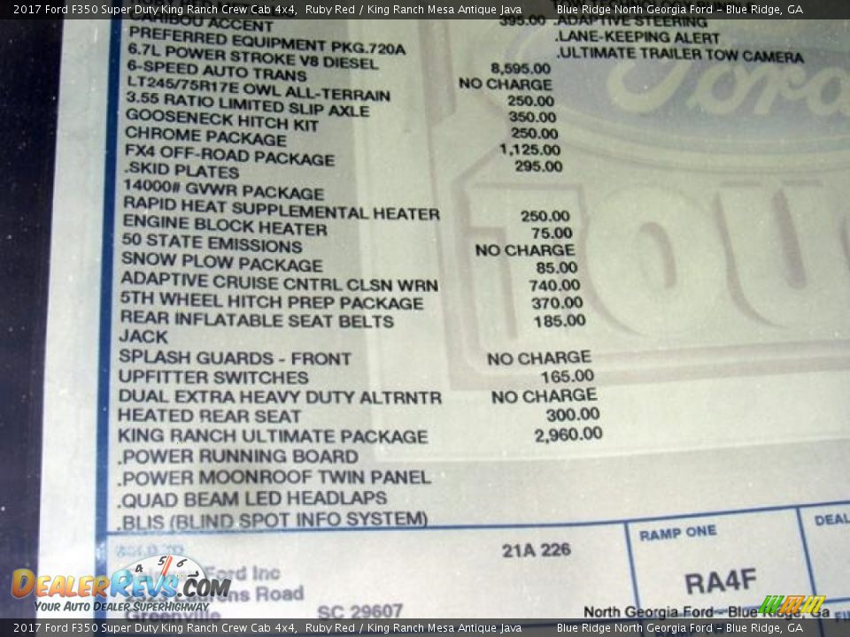 2017 Ford F350 Super Duty King Ranch Crew Cab 4x4 Ruby Red / King Ranch Mesa Antique Java Photo #30