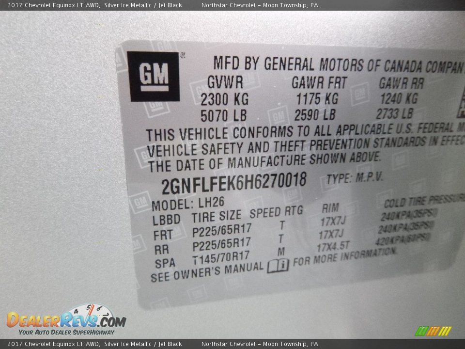 2017 Chevrolet Equinox LT AWD Silver Ice Metallic / Jet Black Photo #16