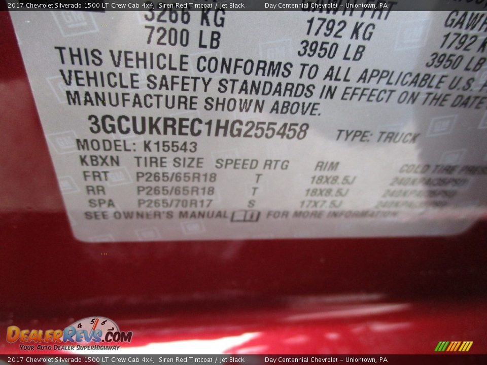 2017 Chevrolet Silverado 1500 LT Crew Cab 4x4 Siren Red Tintcoat / Jet Black Photo #19