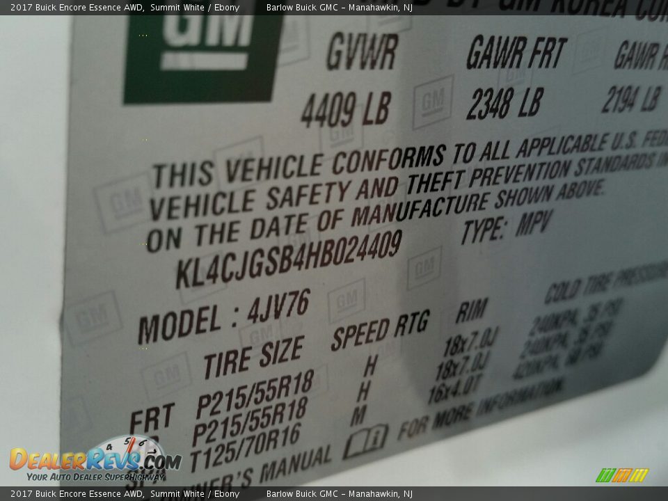 2017 Buick Encore Essence AWD Summit White / Ebony Photo #10