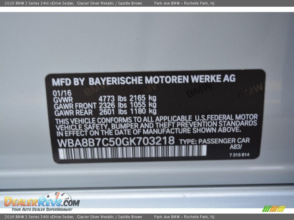 2016 BMW 3 Series 340i xDrive Sedan Glacier Silver Metallic / Saddle Brown Photo #33