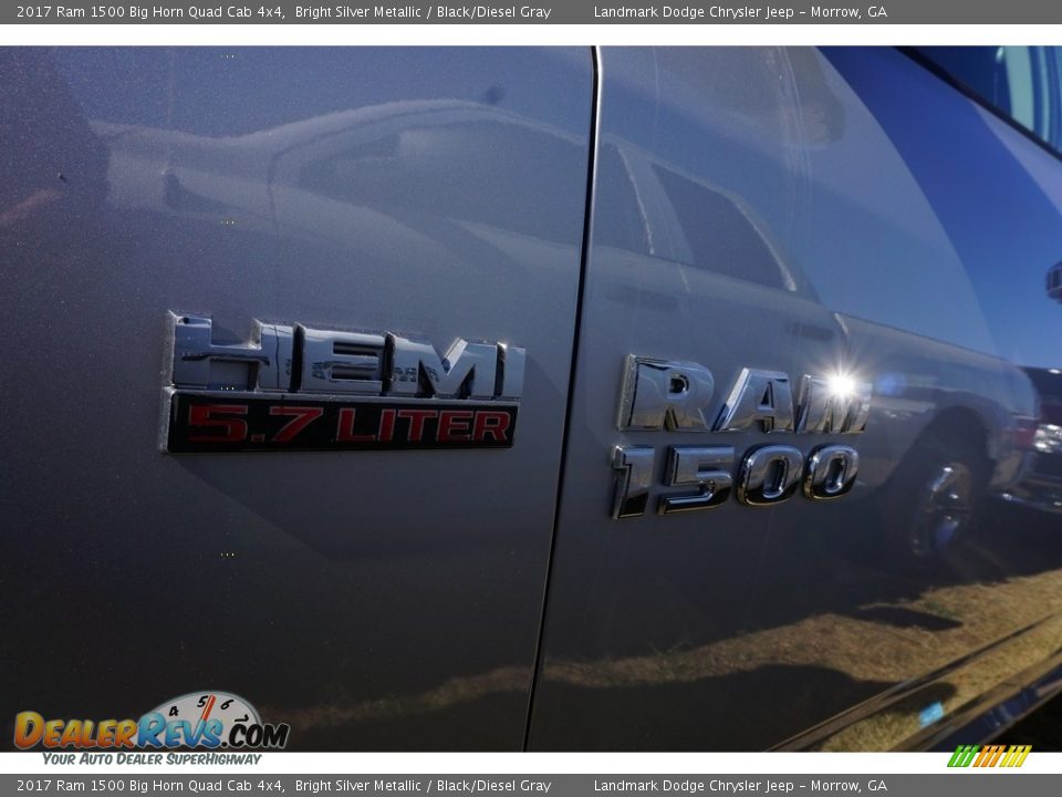 2017 Ram 1500 Big Horn Quad Cab 4x4 Bright Silver Metallic / Black/Diesel Gray Photo #4