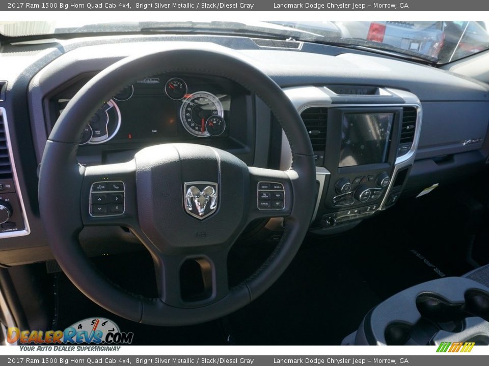 2017 Ram 1500 Big Horn Quad Cab 4x4 Bright Silver Metallic / Black/Diesel Gray Photo #6