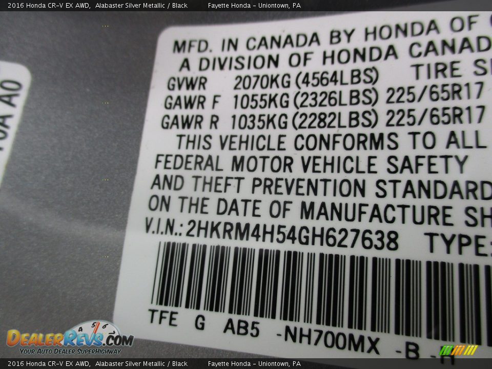 2016 Honda CR-V EX AWD Alabaster Silver Metallic / Black Photo #9