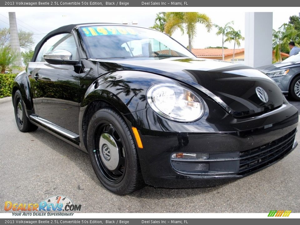 2013 Volkswagen Beetle 2.5L Convertible 50s Edition Black / Beige Photo #2
