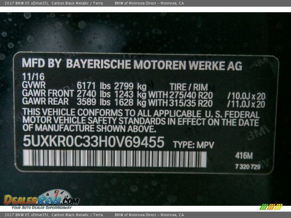 2017 BMW X5 xDrive35i Carbon Black Metallic / Terra Photo #10