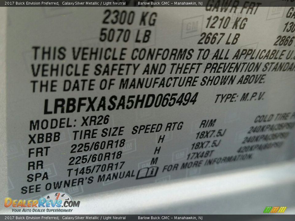 2017 Buick Envision Preferred Galaxy Silver Metallic / Light Neutral Photo #10