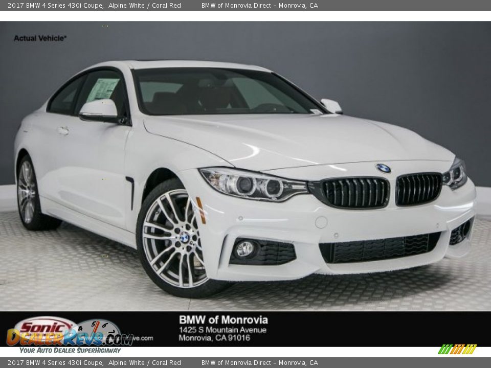 2017 BMW 4 Series 430i Coupe Alpine White / Coral Red Photo #1