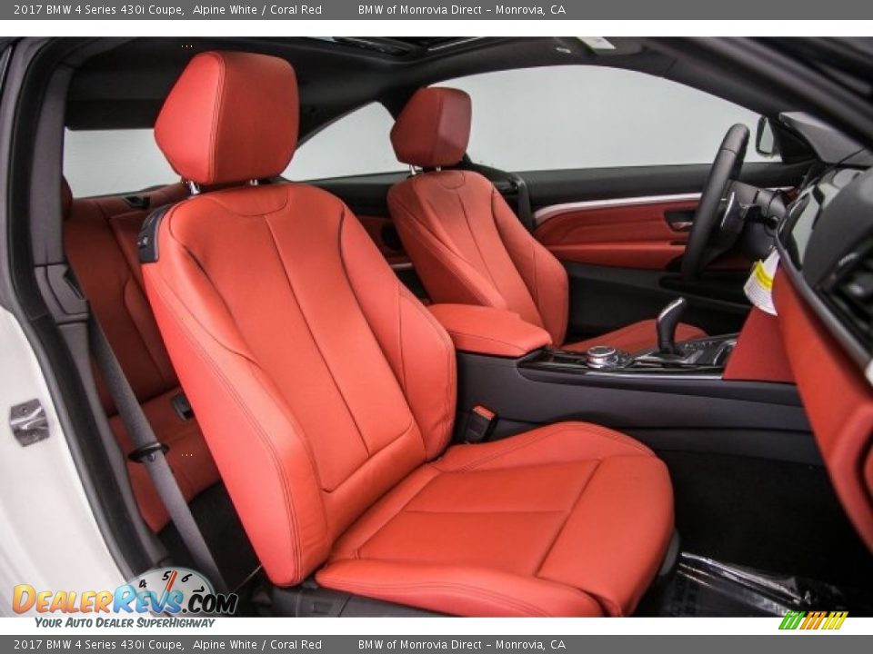 2017 BMW 4 Series 430i Coupe Alpine White / Coral Red Photo #2