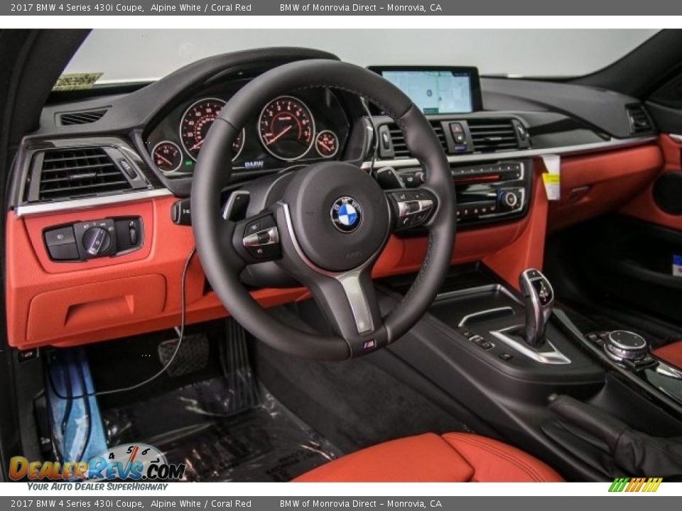 2017 BMW 4 Series 430i Coupe Alpine White / Coral Red Photo #6
