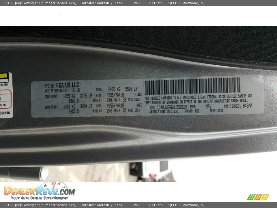 2017 Jeep Wrangler Unlimited Sahara 4x4 Billet Silver Metallic / Black Photo #7