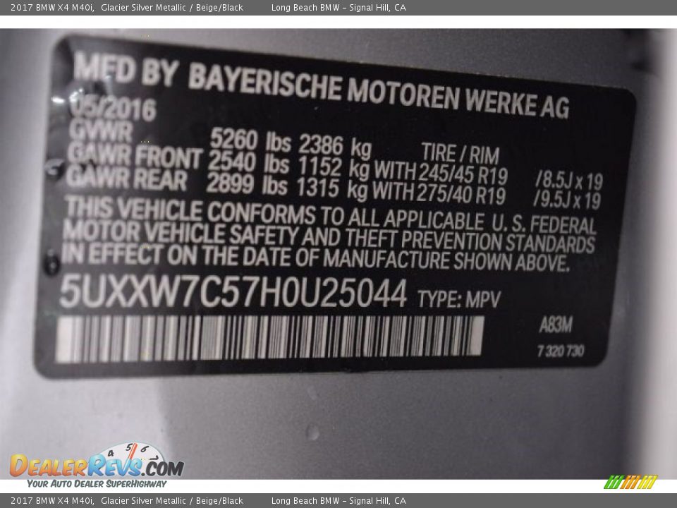2017 BMW X4 M40i Glacier Silver Metallic / Beige/Black Photo #30