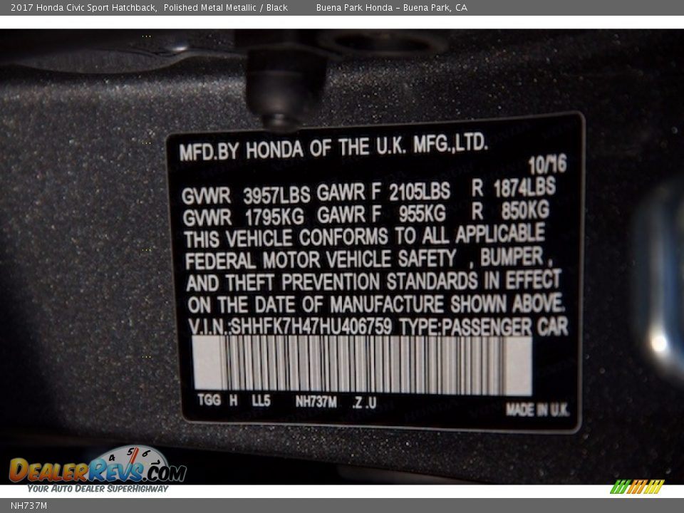 Honda Color Code NH737M Polished Metal Metallic