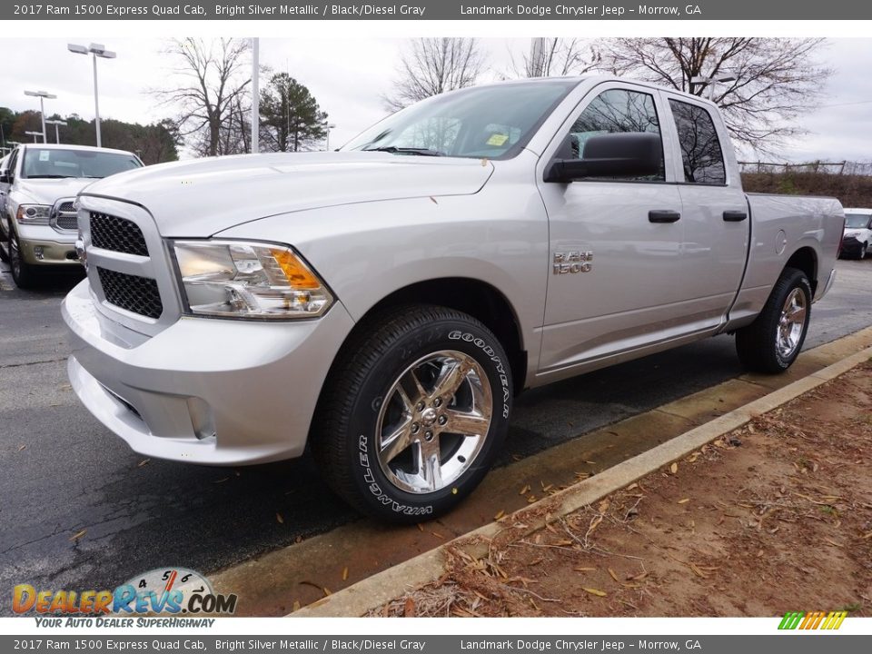 2017 Ram 1500 Express Quad Cab Bright Silver Metallic / Black/Diesel Gray Photo #1