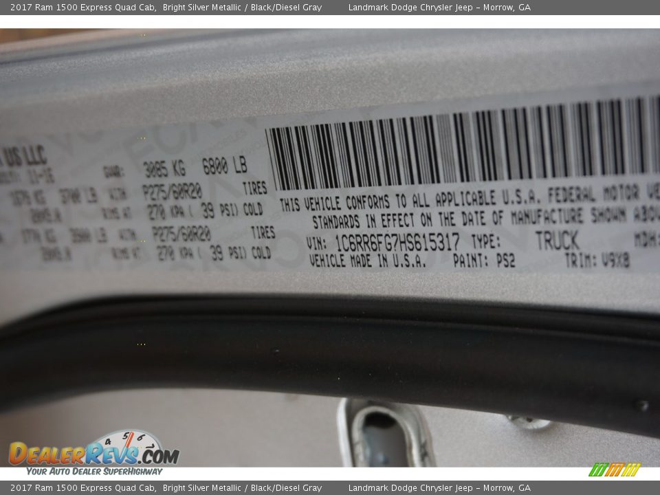 2017 Ram 1500 Express Quad Cab Bright Silver Metallic / Black/Diesel Gray Photo #10