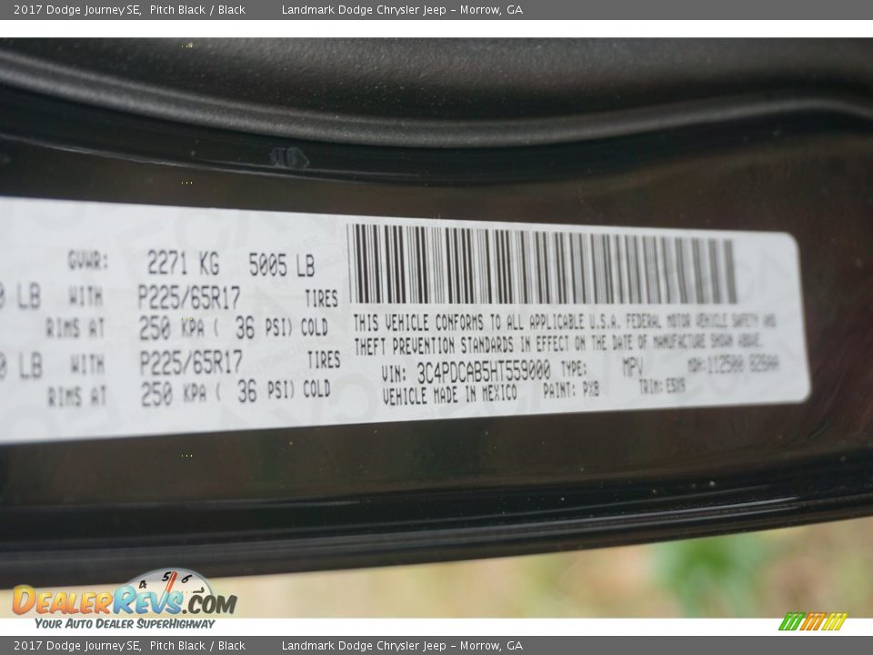 2017 Dodge Journey SE Pitch Black / Black Photo #9