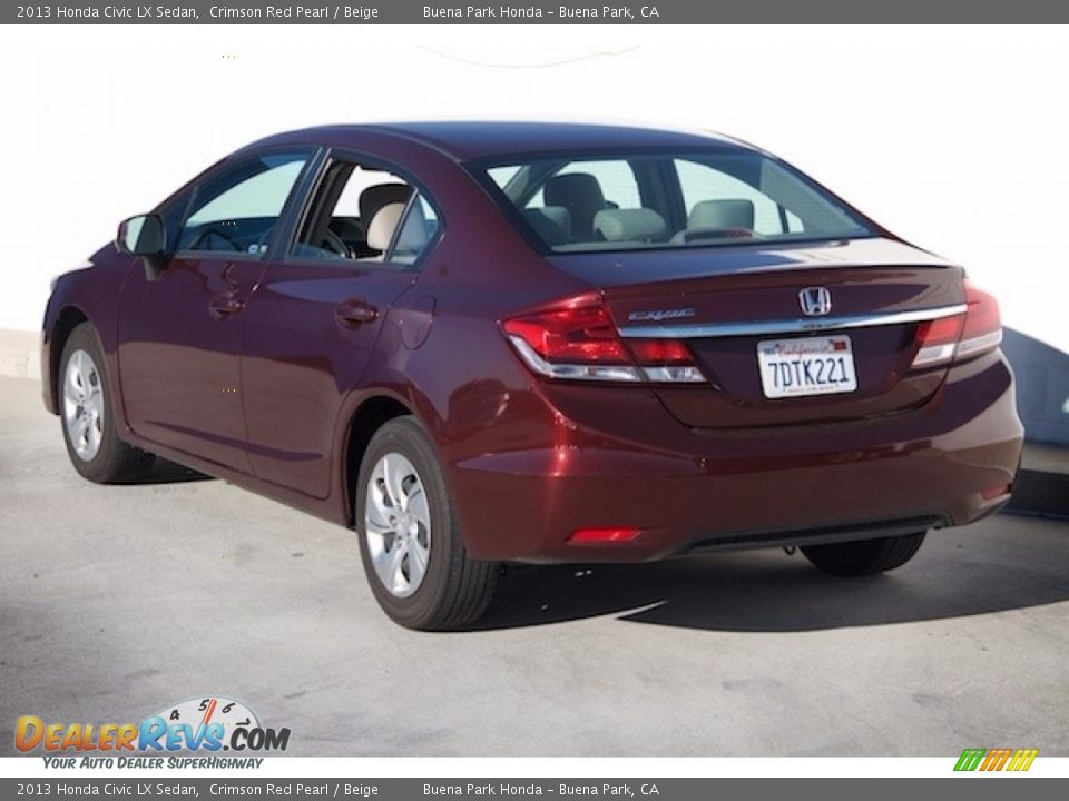 2013 Honda Civic LX Sedan Crimson Red Pearl / Beige Photo #2