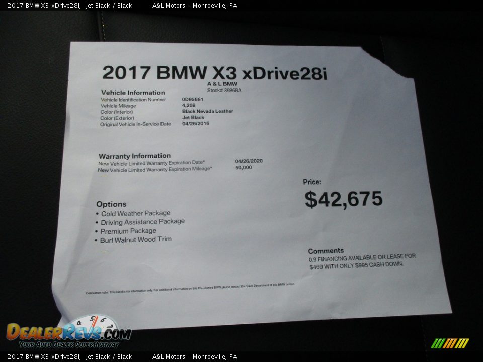 2017 BMW X3 xDrive28i Jet Black / Black Photo #12