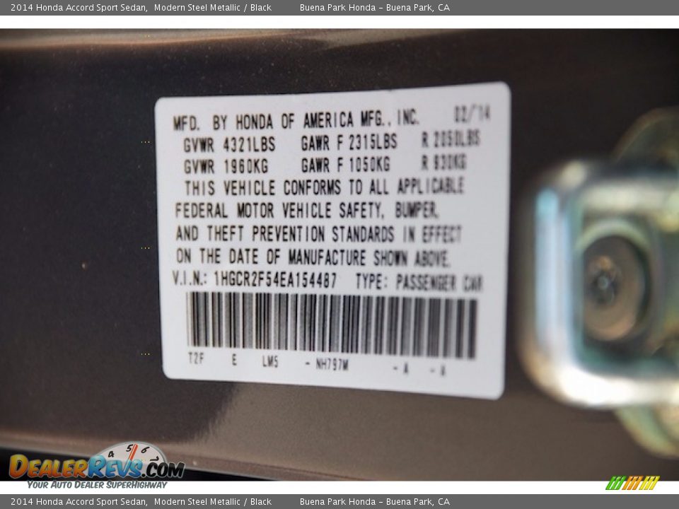 2014 Honda Accord Sport Sedan Modern Steel Metallic / Black Photo #30