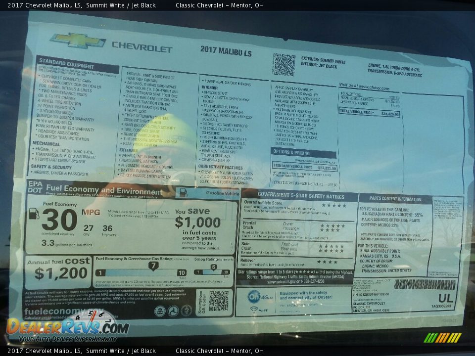 2017 Chevrolet Malibu LS Summit White / Jet Black Photo #4