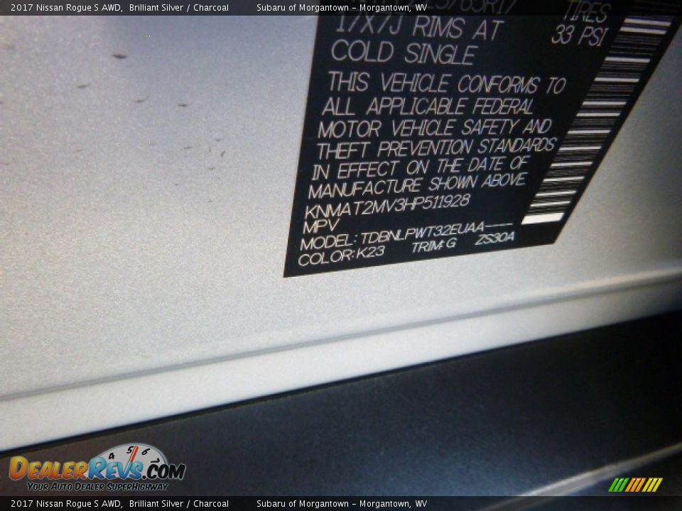 2017 Nissan Rogue S AWD Brilliant Silver / Charcoal Photo #14