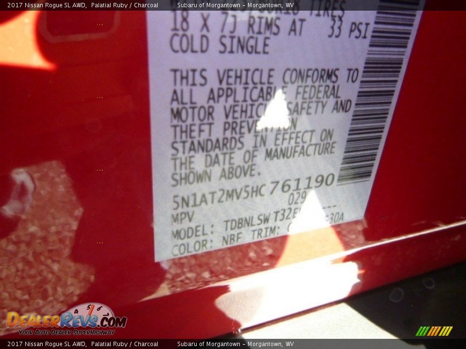 2017 Nissan Rogue SL AWD Palatial Ruby / Charcoal Photo #16
